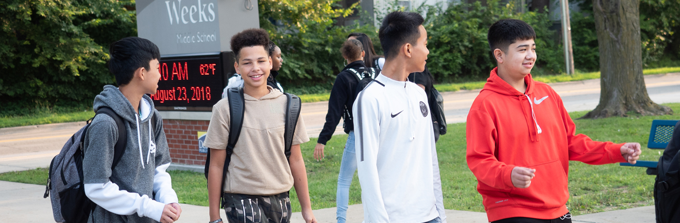 Weeks Middle School Students Walking to School